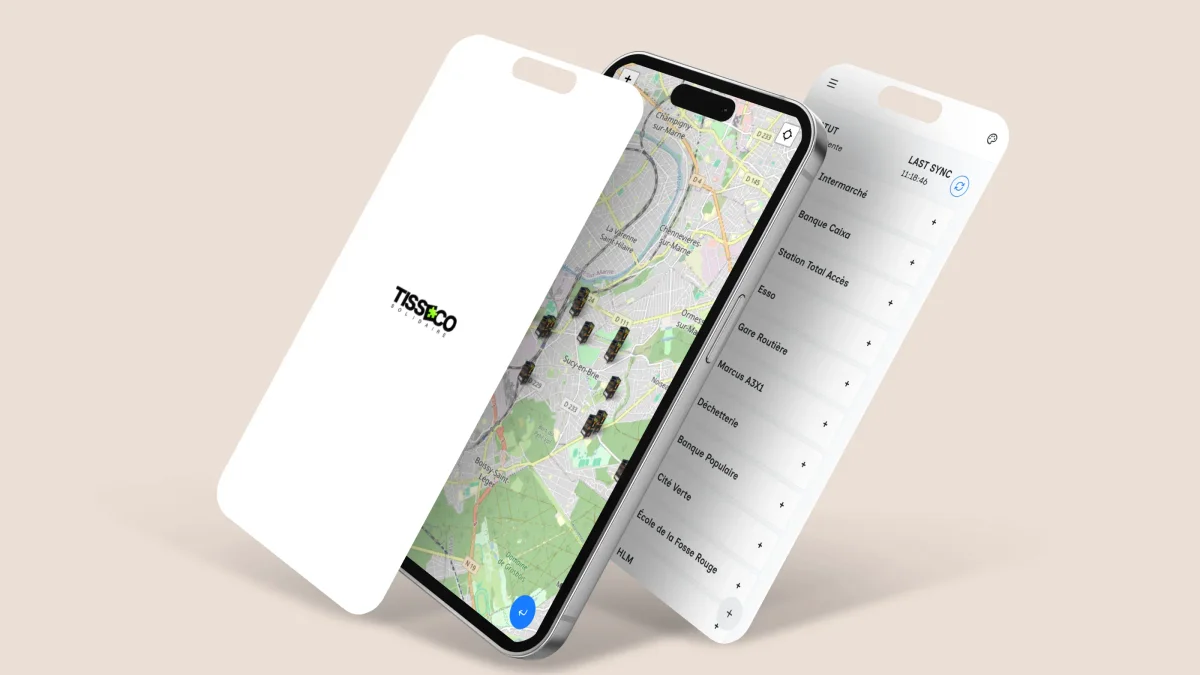 Maquette iPhone de l'application mobile Tisseco Solidaire pour les chauffeurs
